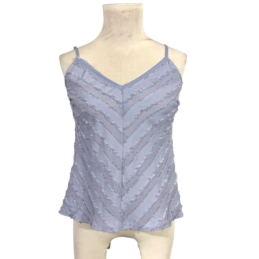Intimately Free People Blue Frayed Chevron Cami Tank Top XS Boho Feminine